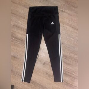 Women’s M adidas Black AEROREADY Leggings with White Side Stripes